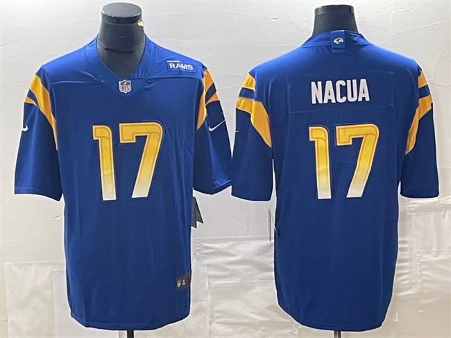 Men's Los Angeles Rams #17 Puka Nacua Blue Vapor Untouchable Limited Stitched Jersey